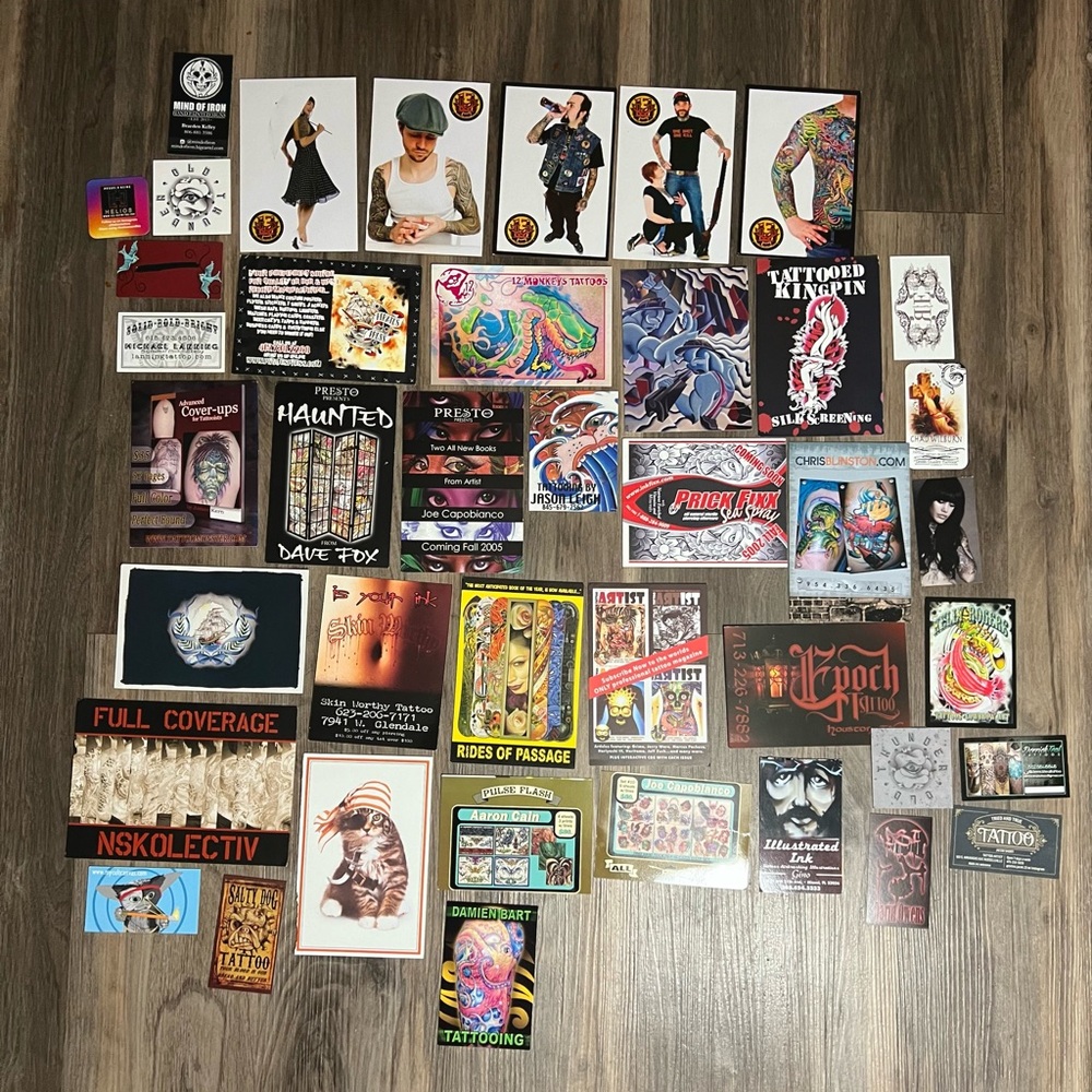 Y2K Lot TATTOO Archive Art Photography Postcards Business Card Unused USA